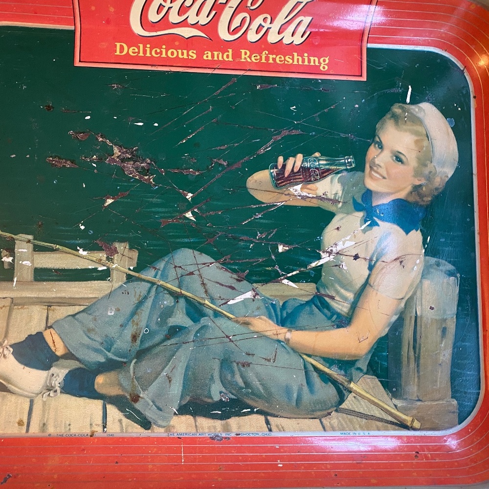 Vintage Original 1940 Coca-Cola Serving Tray "Sailor Girl” 10x13” - Picture 6 of 8